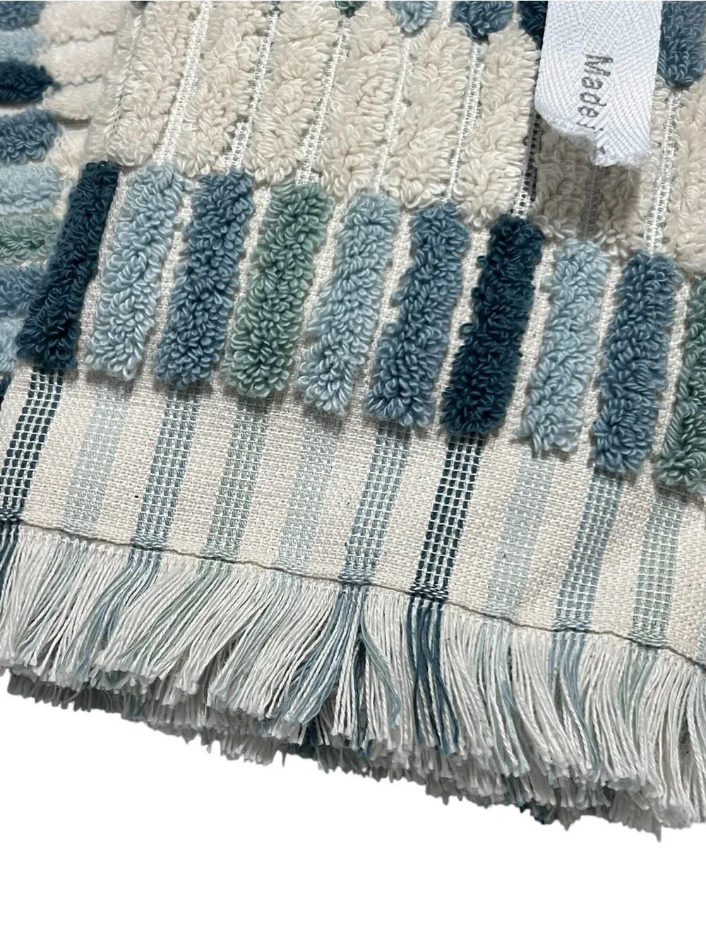 Brooks Brothers Premium Turkish Tip Towels Set of 2 Ocean Blue Tiles Fringe